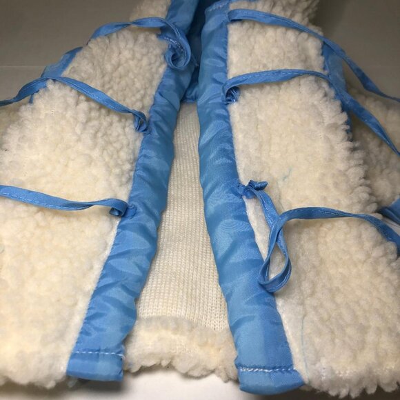 Vintage Doll Coat Hooded Faux Sherpa Trimmed Blue Ties Cabbage Patch? - Picture 4 of 11